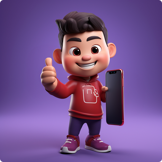 Character with phone